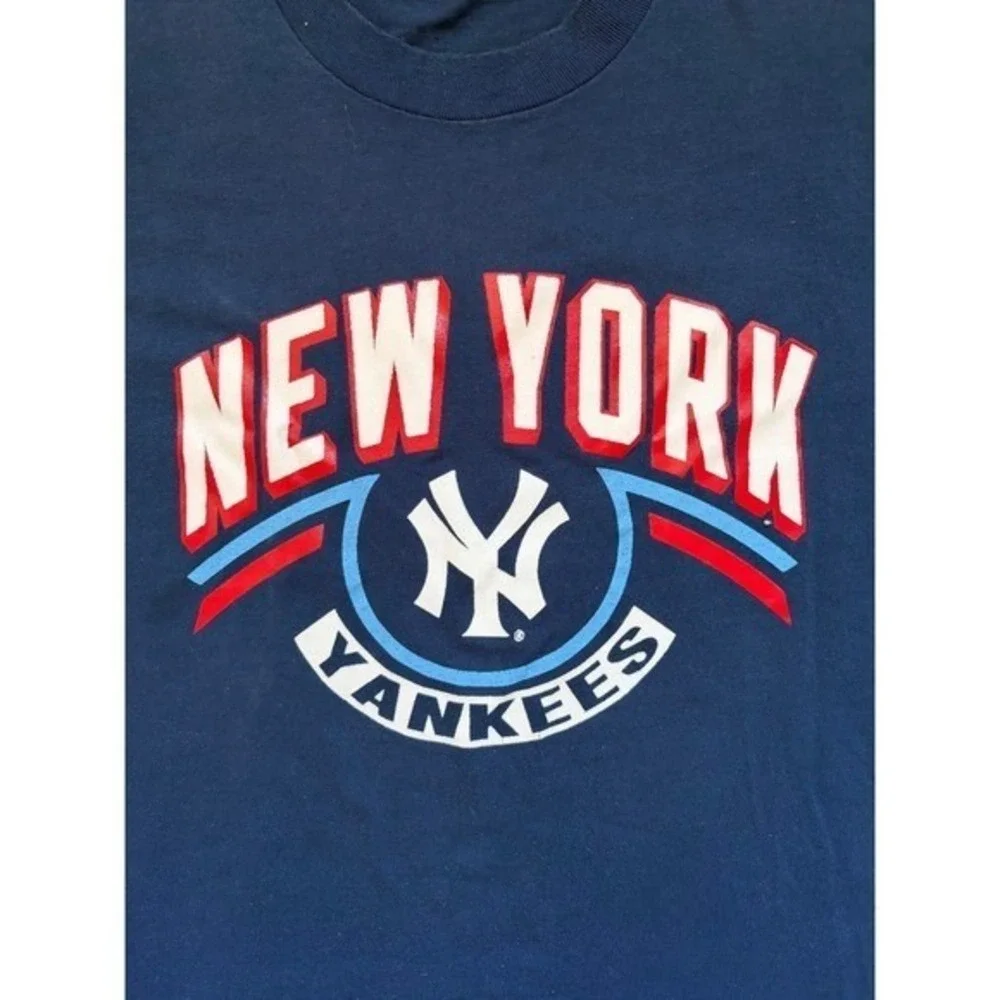 VINTAGE 80s Champion New York‎ Yankees Navy Blue T-Shirt Mens XL MLB Baseball - Picture 2 of 4